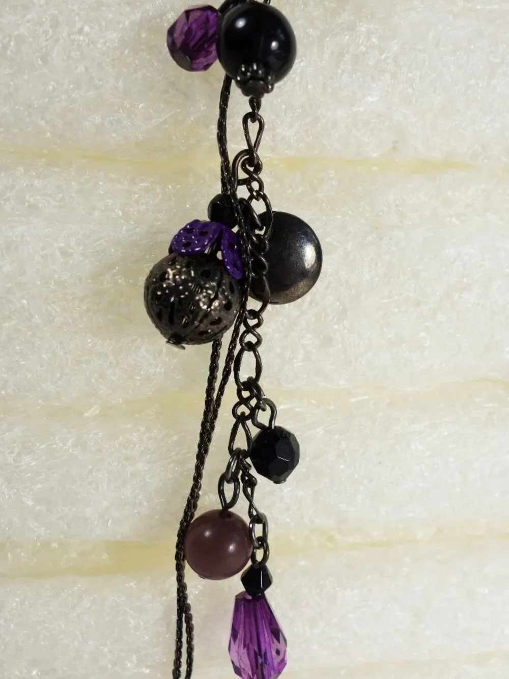 Purple and Black Long Drop Earrings EUC